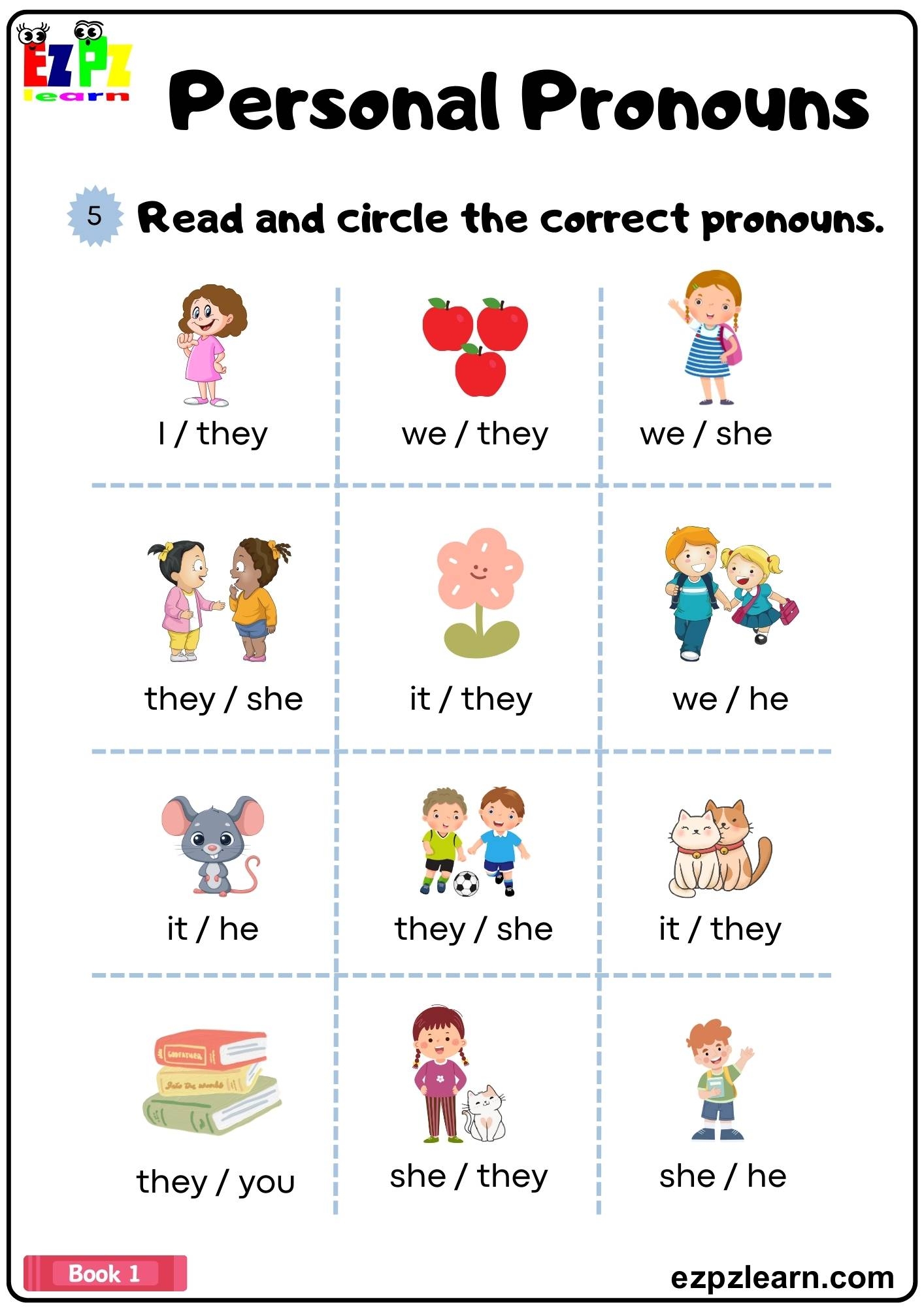 Personal Pronouns Read And Circle The Correct Pronouns Grammar Worksheet Book 1 Ezpzlearn Personal Pronouns Read And Circle The Correct Pronouns Grammar Worksheet Book 1 Ezpzlearn