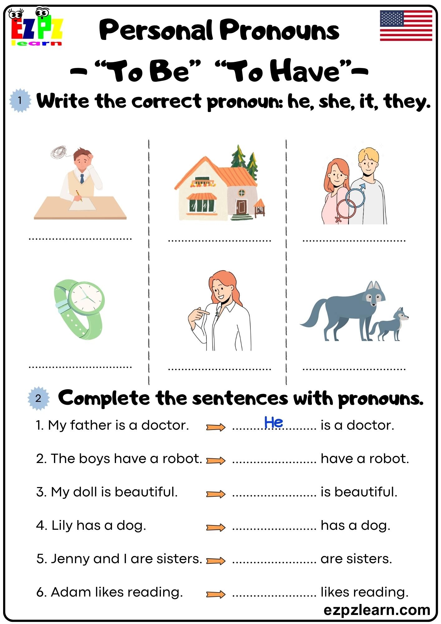 Personal Pronouns To Be To Have American English Free Printable Pdf Ezpzlearn Personal Pronouns To Be To Have American English Free Printable Pdf Ezpzlearn