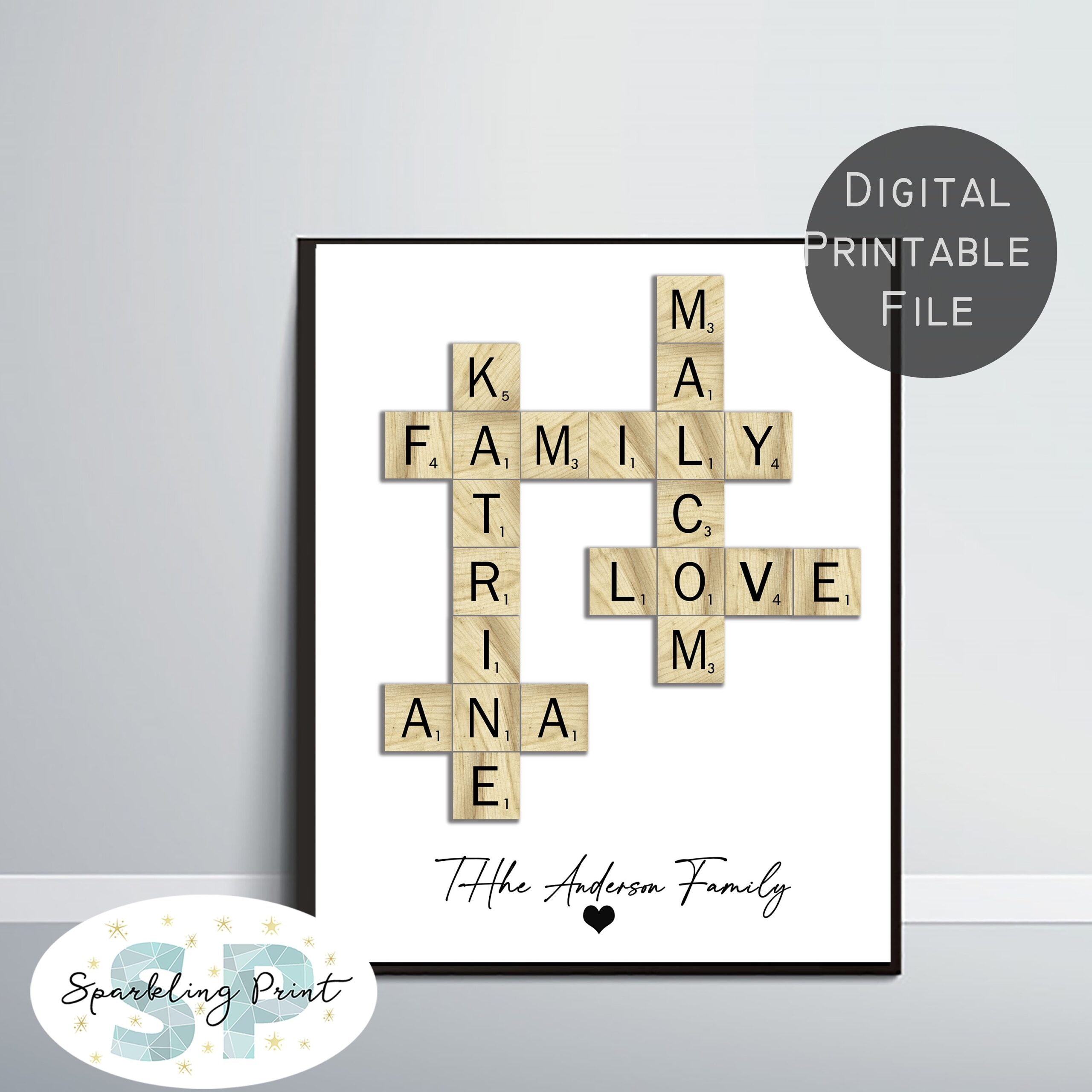 Personalized Crossword Anniversary Gift Custom Scrabble Print Puzzle Wall Art Family Name Sign Letter Tile Art Birthday Gift For Him Etsy