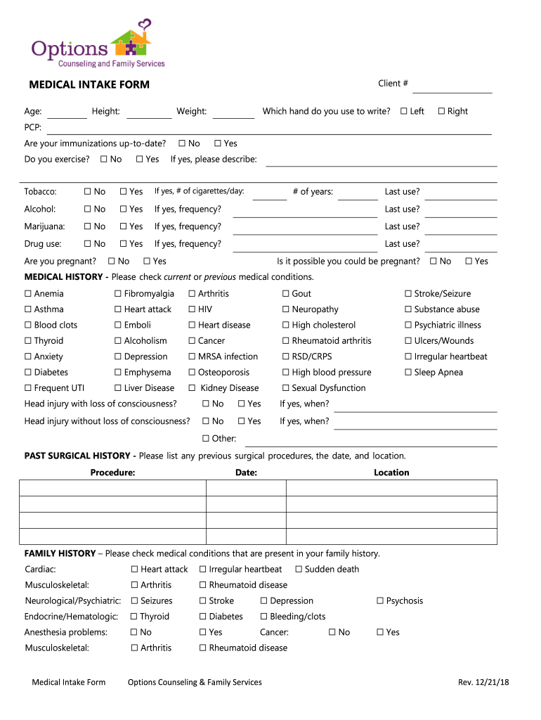 Medical Exam Form Free Printable