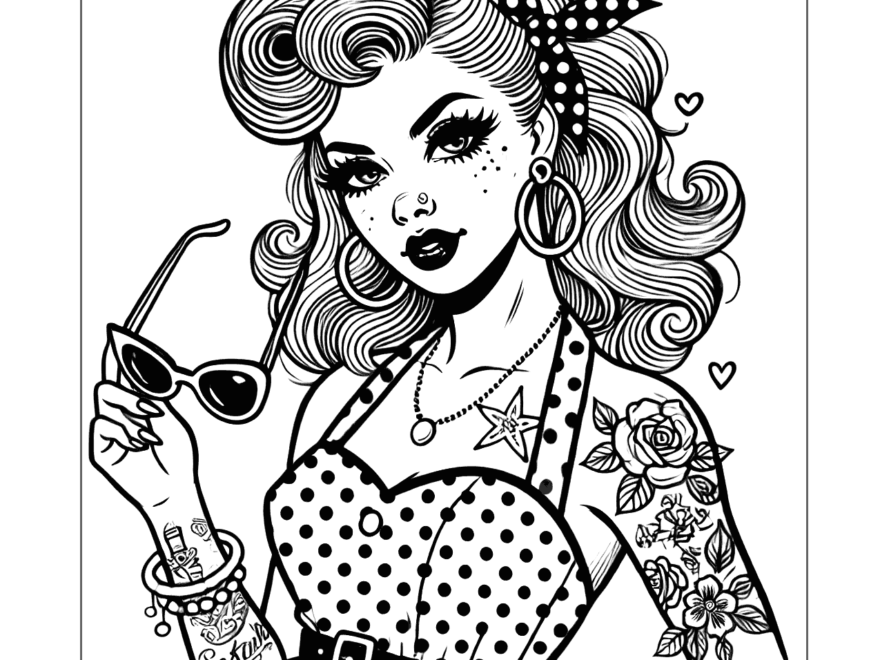 Pin Up Girl Coloring Pages Printable Coloring Pages FREE