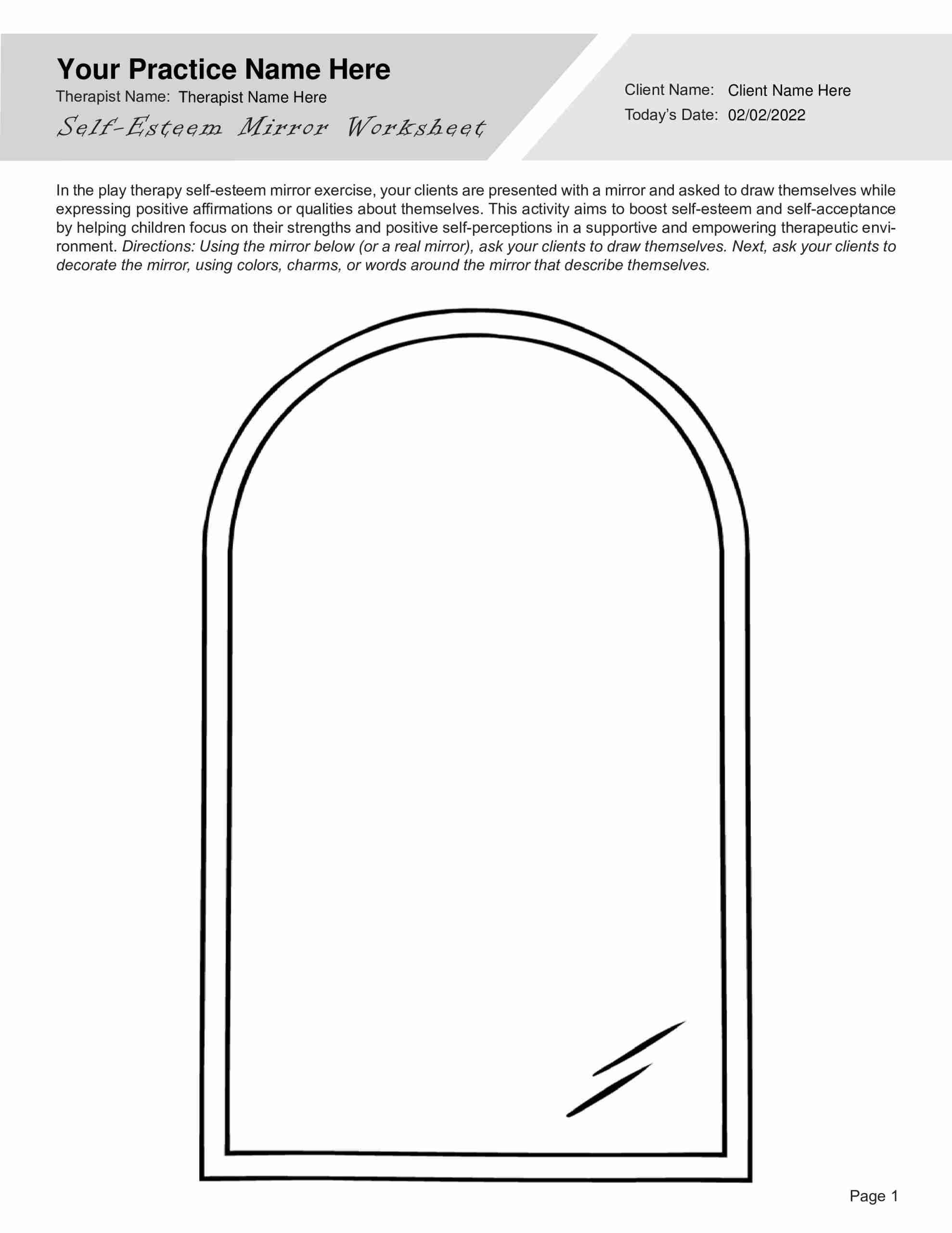 Play Therapy Self Esteem Mirror PDF 