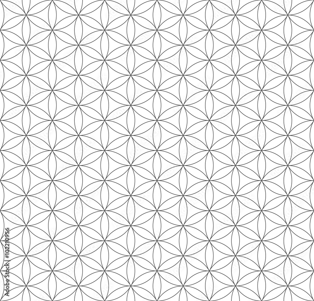 Poster Black Outline Flower Of Life Sacred Geometry Pattern Wall Art UkPosters