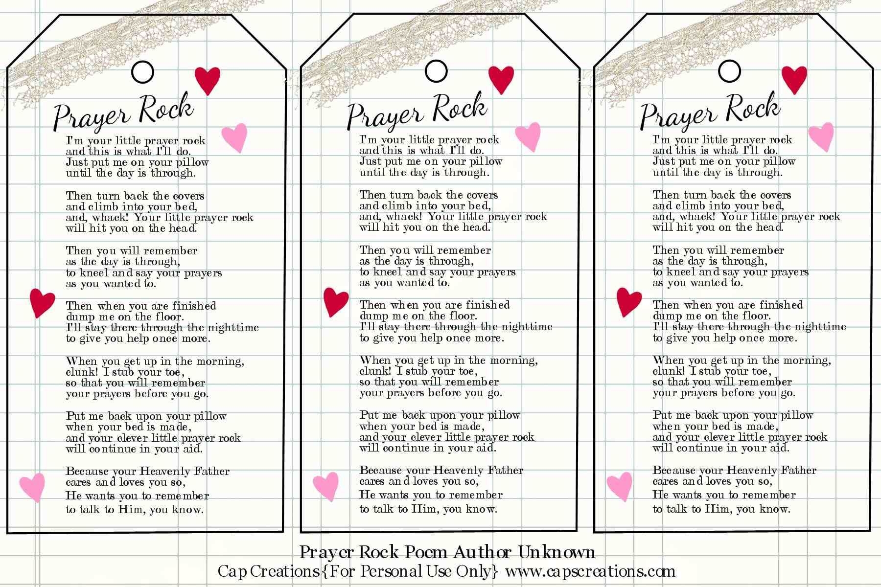 Prayer Rock Poem Printable Prayer Rock Poem Printable