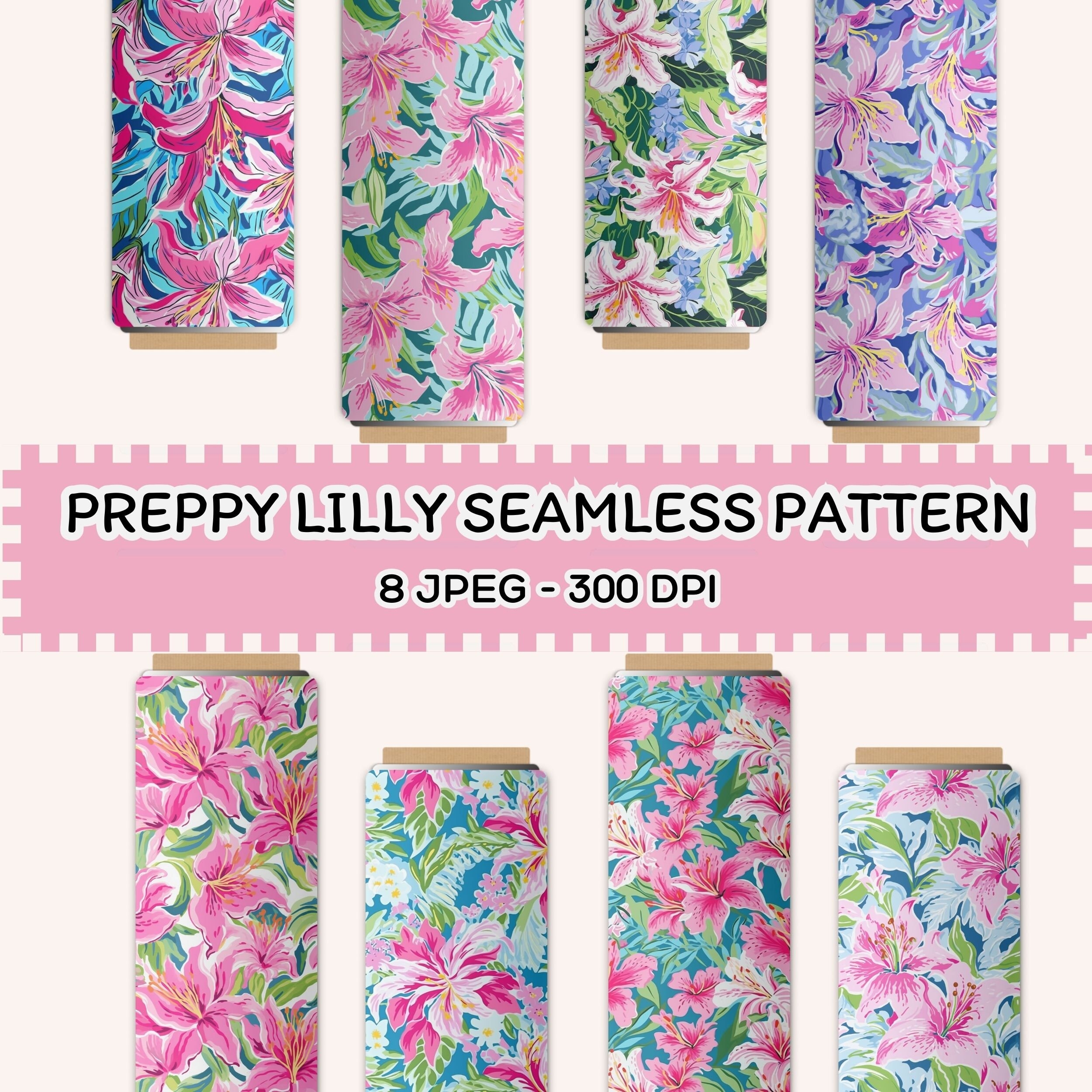 Preppy Lilly Seamless Pattern INSTANT Download preppy Digital Paper colorful Lilly Patterns vibrant Flower Background fabric scrapbook Paper Etsy