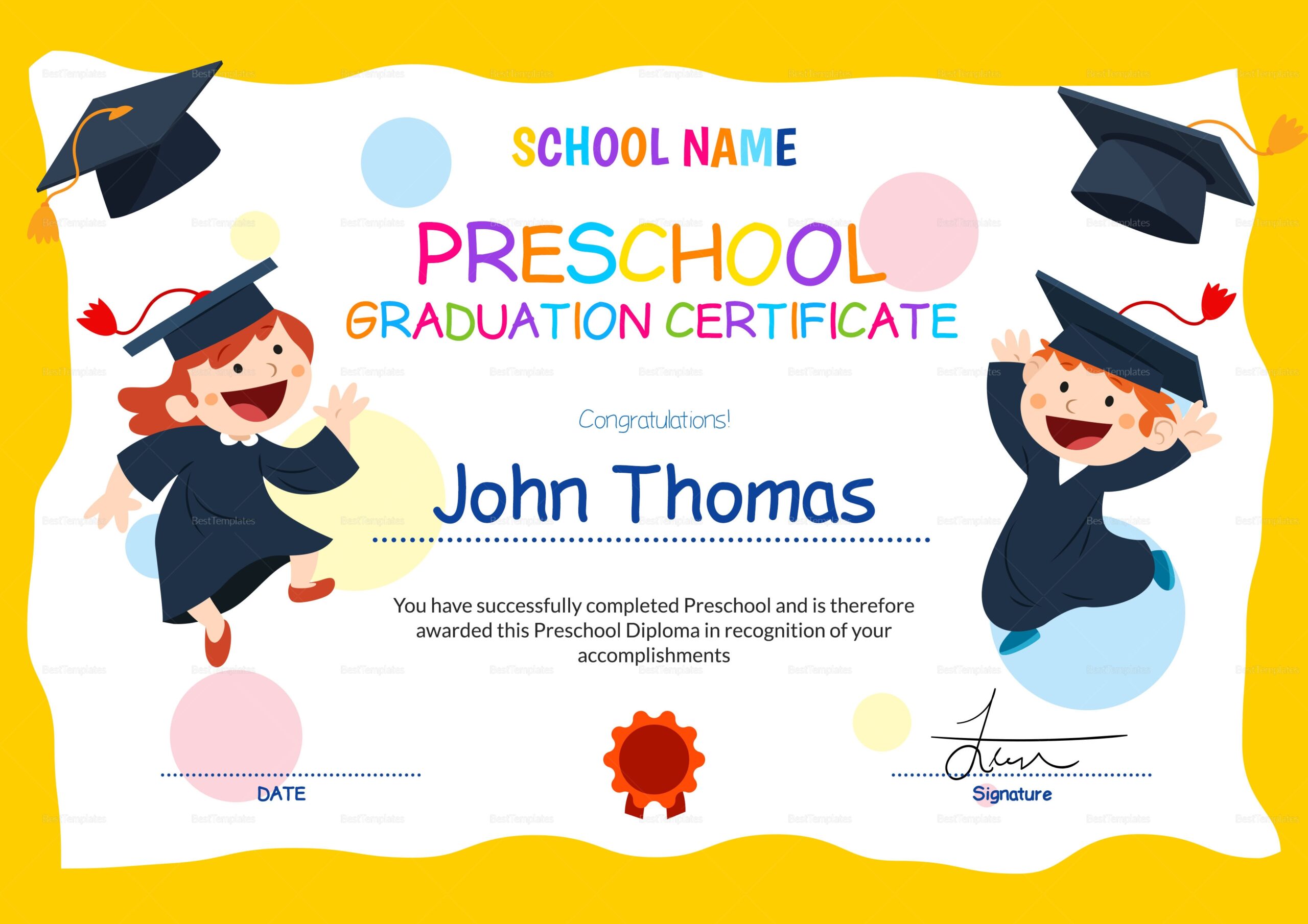 Preschool Graduation Certificate Design Template In PSD Word Preschool Graduation Certificate Design Template In PSD Word