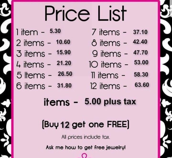 Price List With Tax