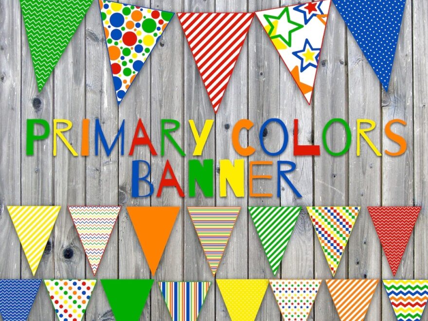 Primary Colors Printable Banner Includes 3 Sizes Printable Banner Printable Bunting Printable Garland Instant Download Etsy
