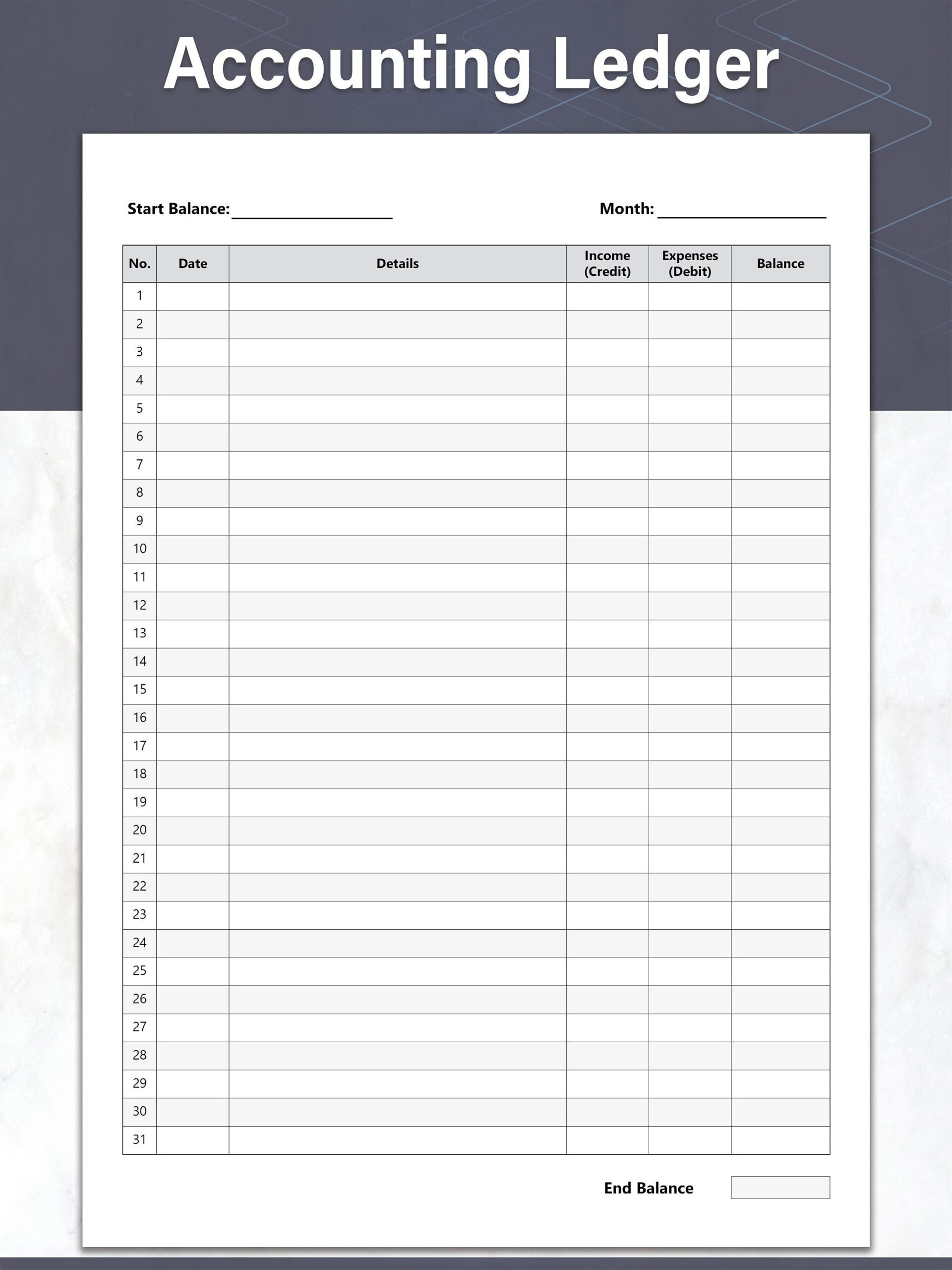 Free Printable Business Ledger Forms