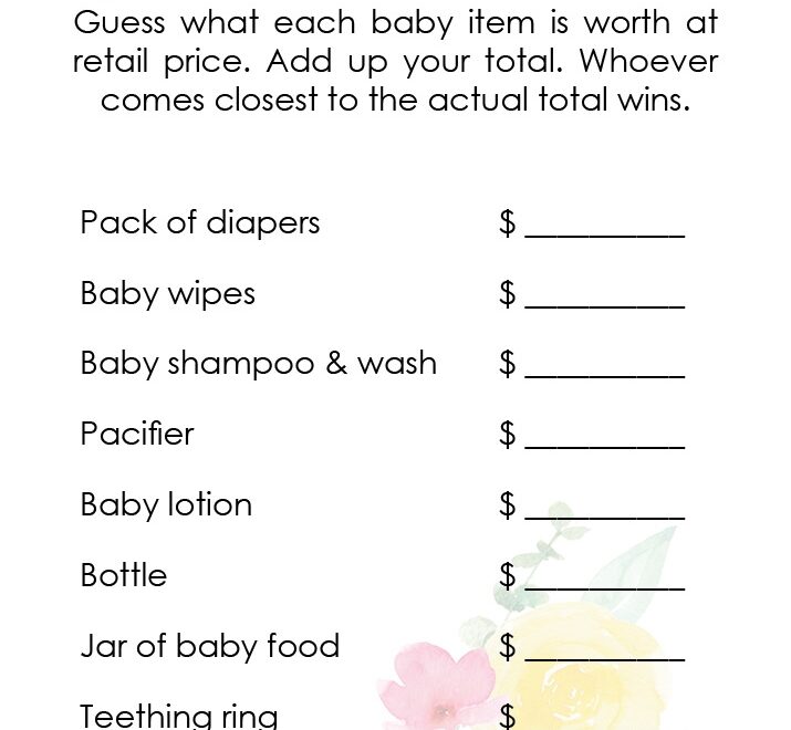 Printable Baby Shower Game Guess The Price Morning Motivated Mom