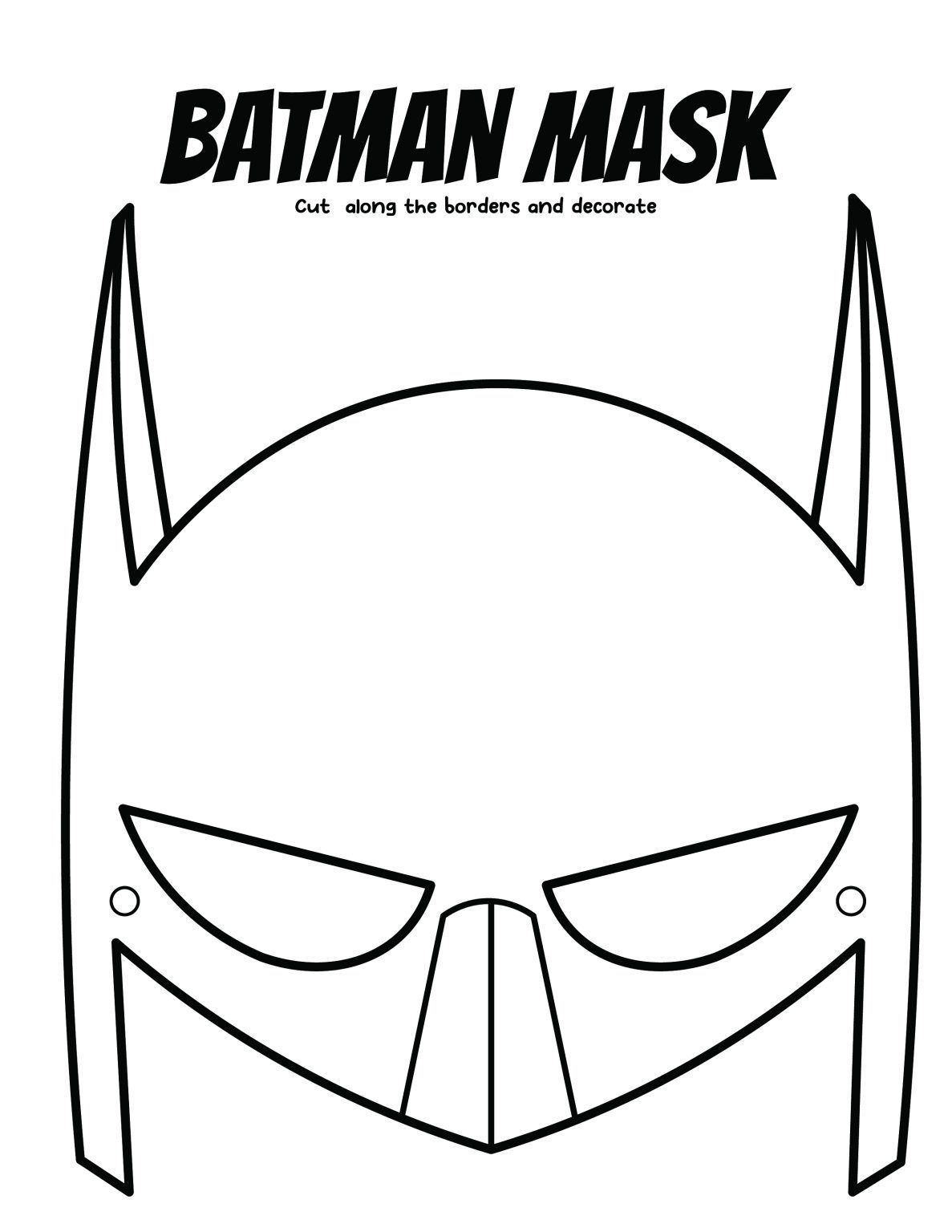 Printable Batman Mask Template Printable Batman Mask Template