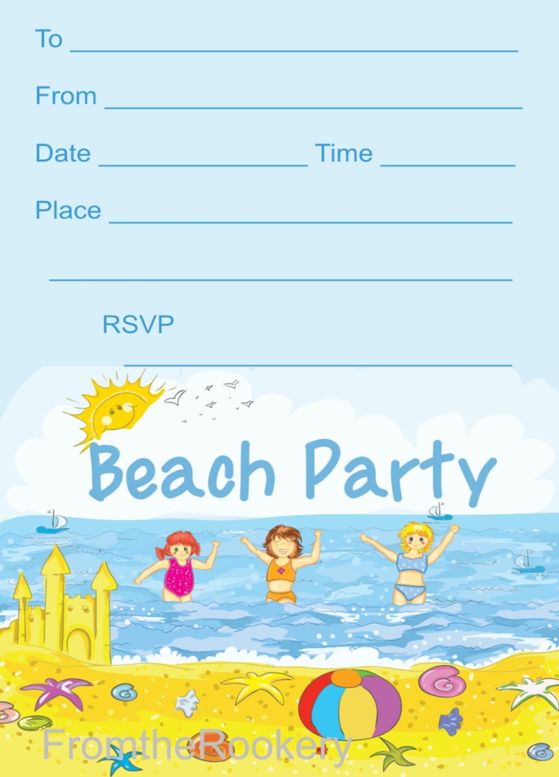 Free Printable Beach Party Invitations Templates