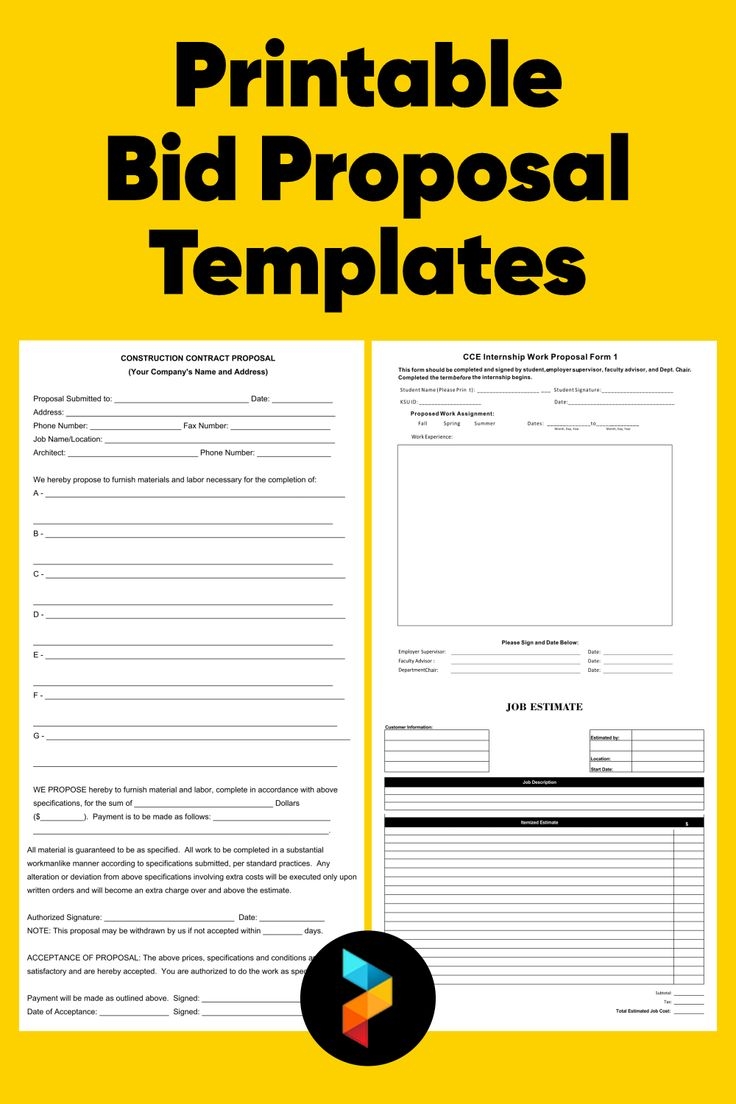 Printable Bid Proposal Templates