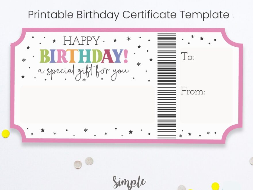 Printable Birthday Certificate Template Delayed Birthday Gifts Birthday Voucher Colorful Birthday Concert Tickets DIY Print From Home Etsy