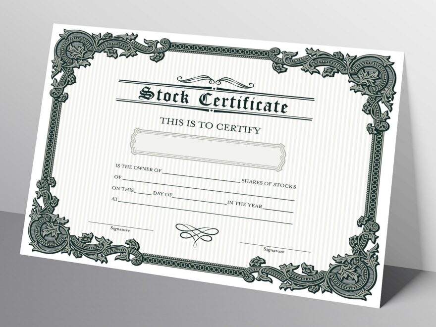 PRINTABLE Blank Stock Certificate Template DIY Certificate Of Stock Downloadable PDF Etsy