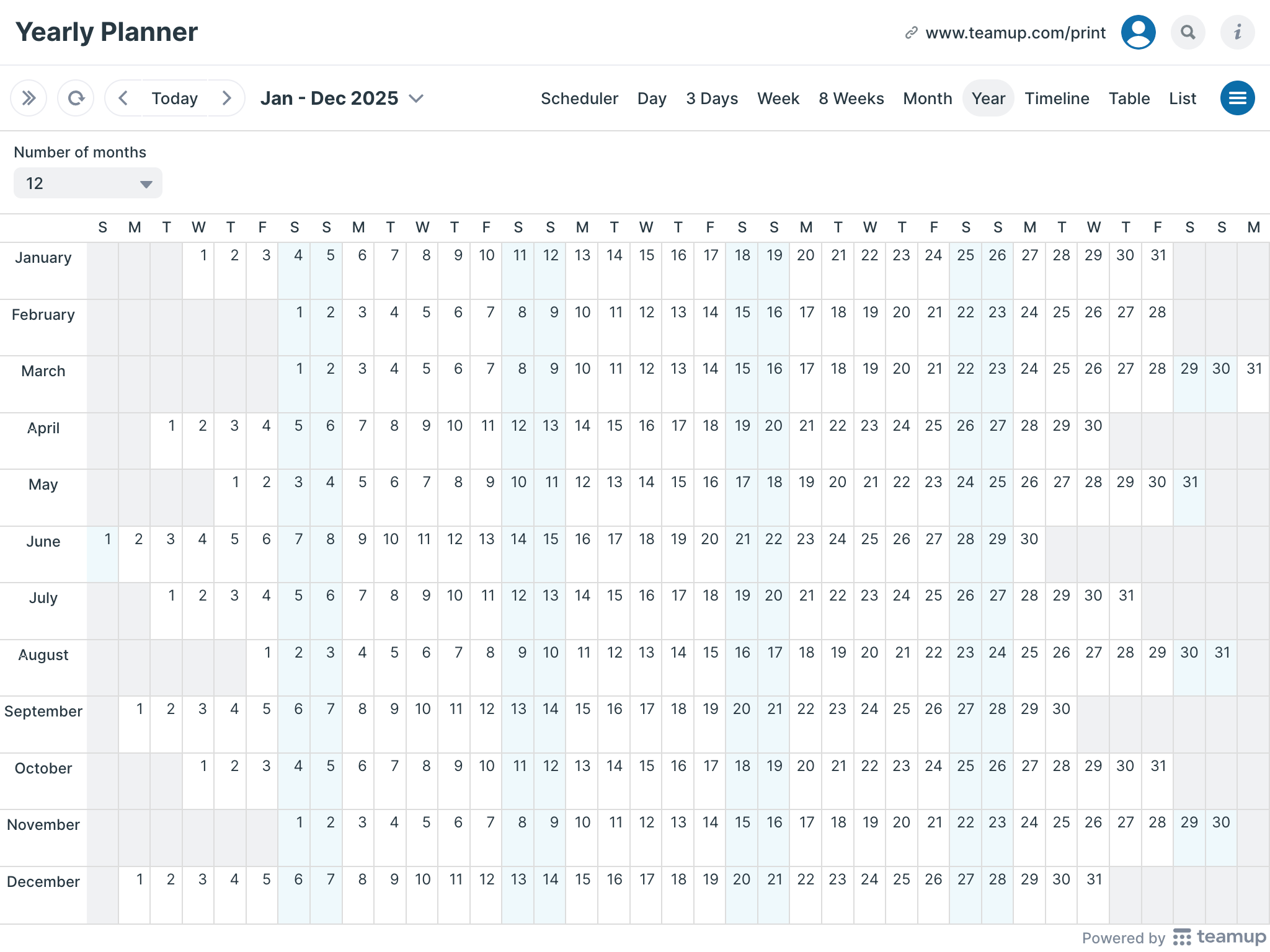 Printable Calendars Teamup Printable Calendars Teamup