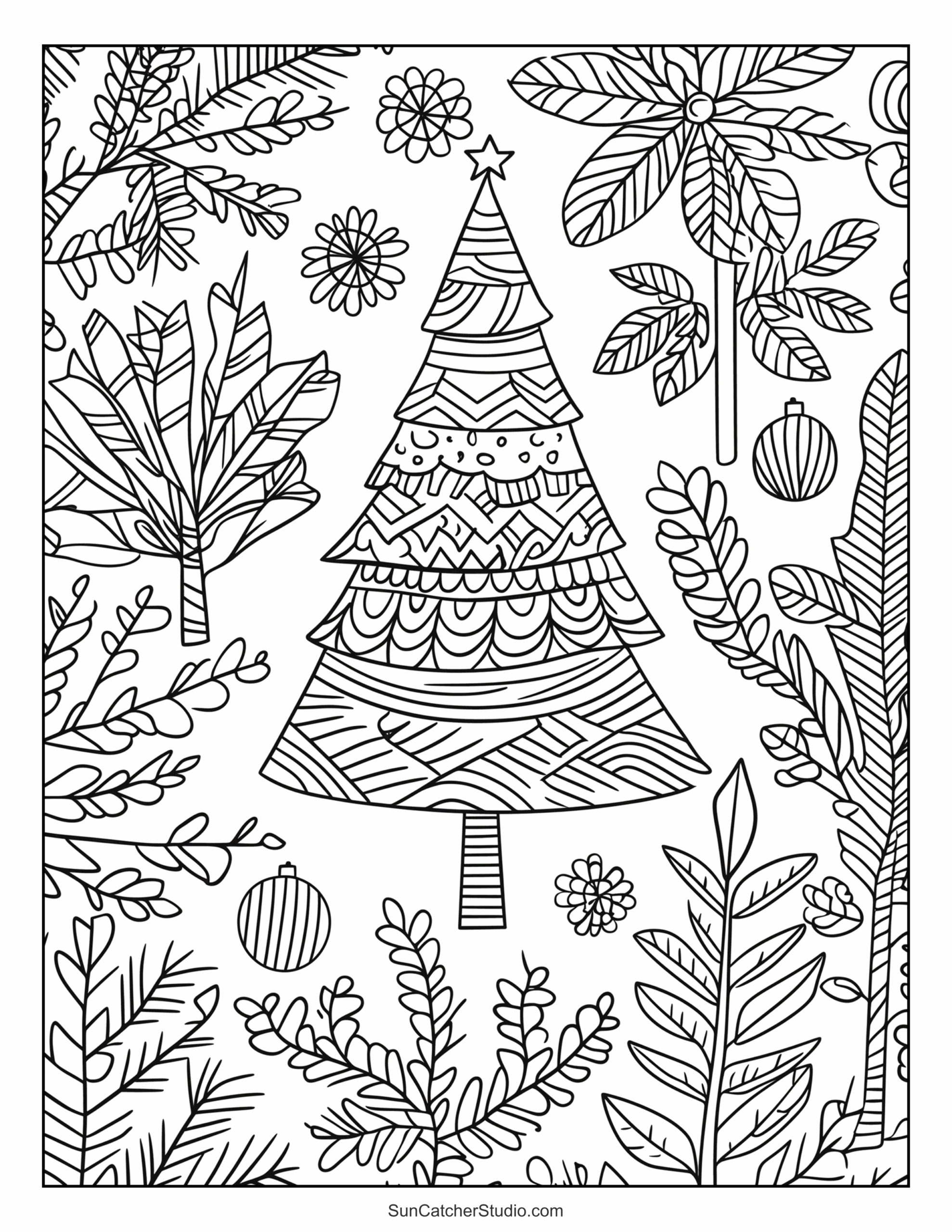 Printable Christmas Tree Coloring Pages And Sheets Free Printables Monograms Design Tools Patterns DIY Projects