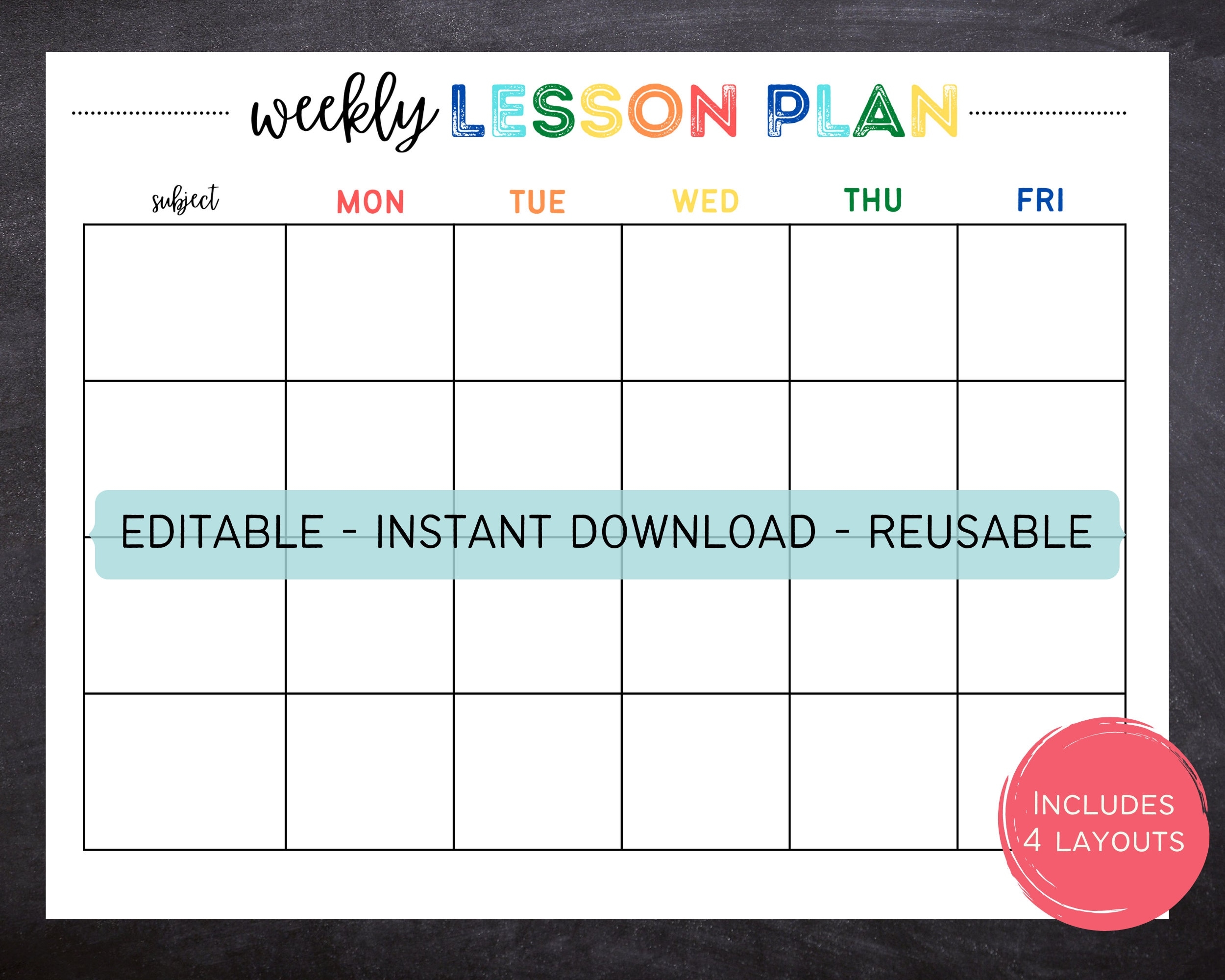 Printable Weekly Lesson Plan Template