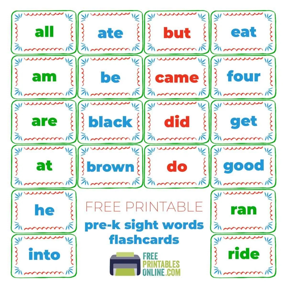 Printable Kindergarten Sight Words Flash Cards Free Printables Online Printable Kindergarten Sight Words Flash Cards Free Printables Online