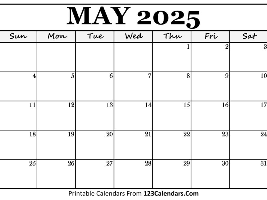 Printable May 2025 Calendar Templates Easy To Download Print