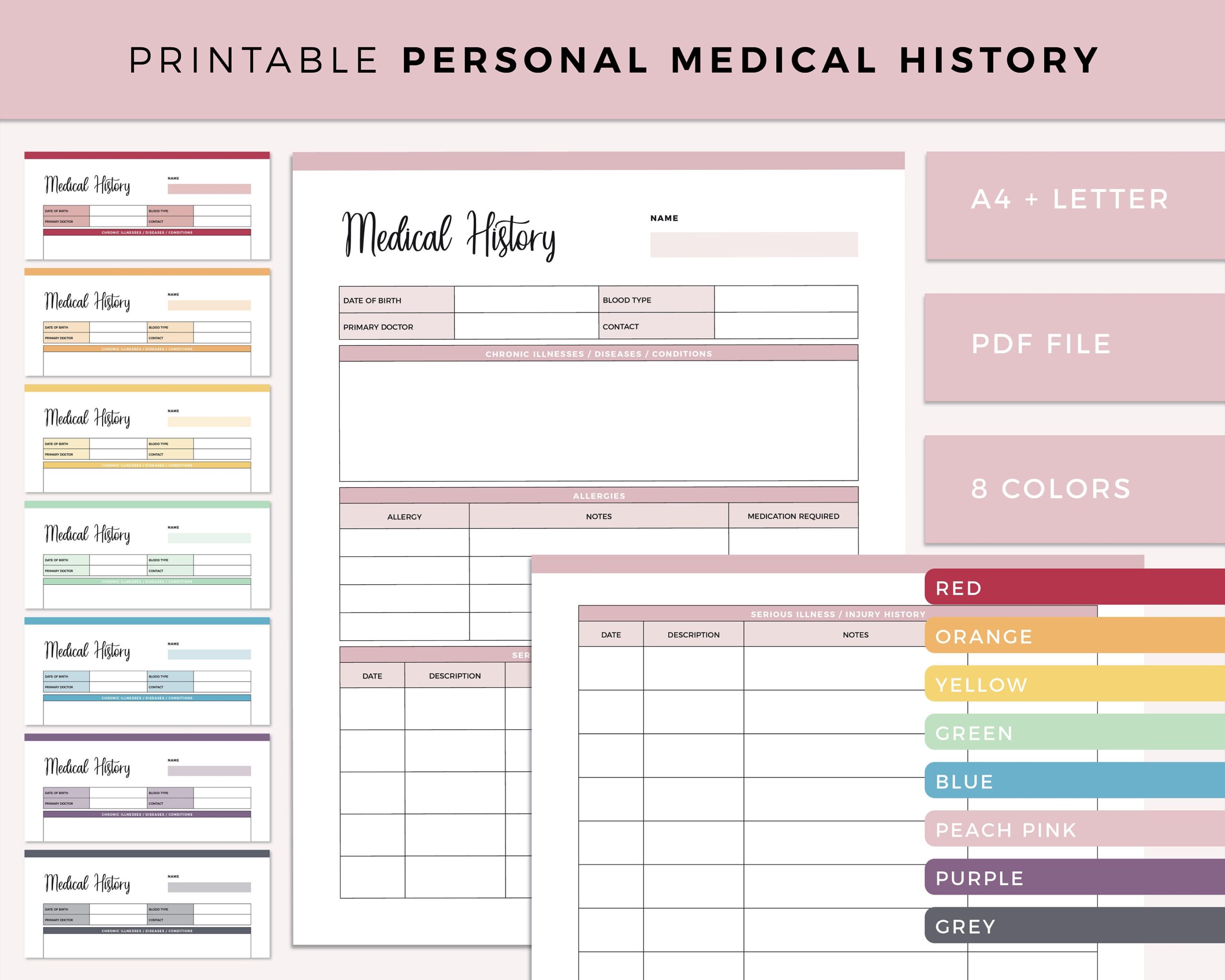 Printable Medical History Template
