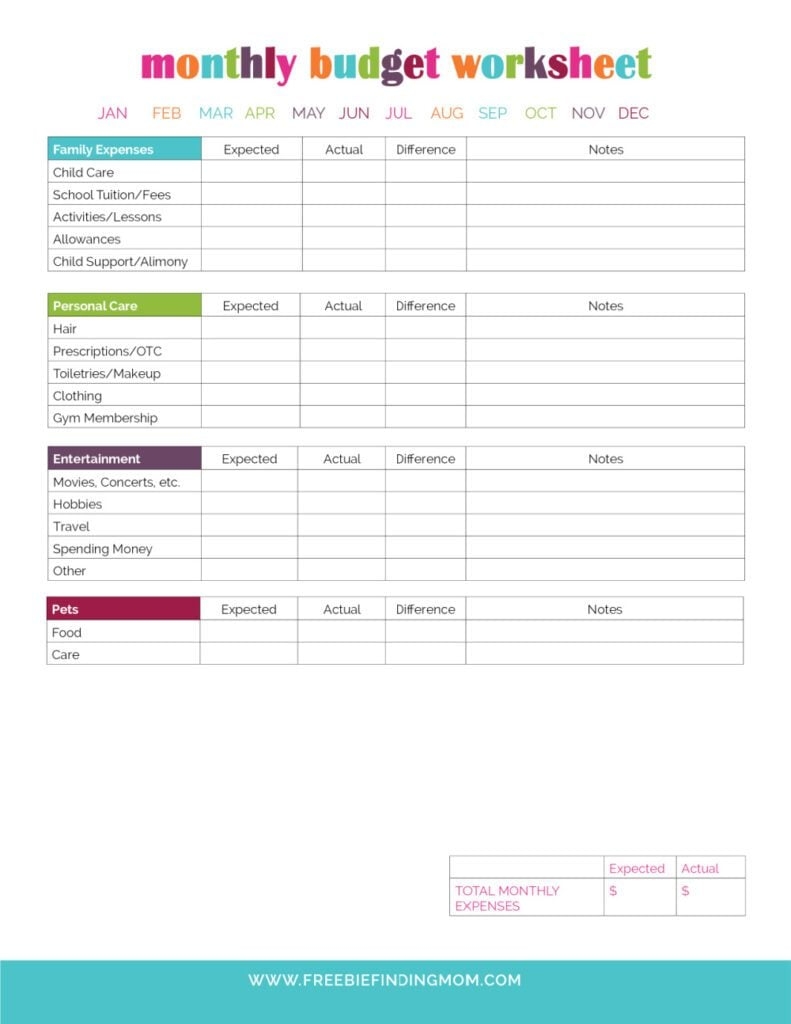 Printable Monthly Budget Planner Template