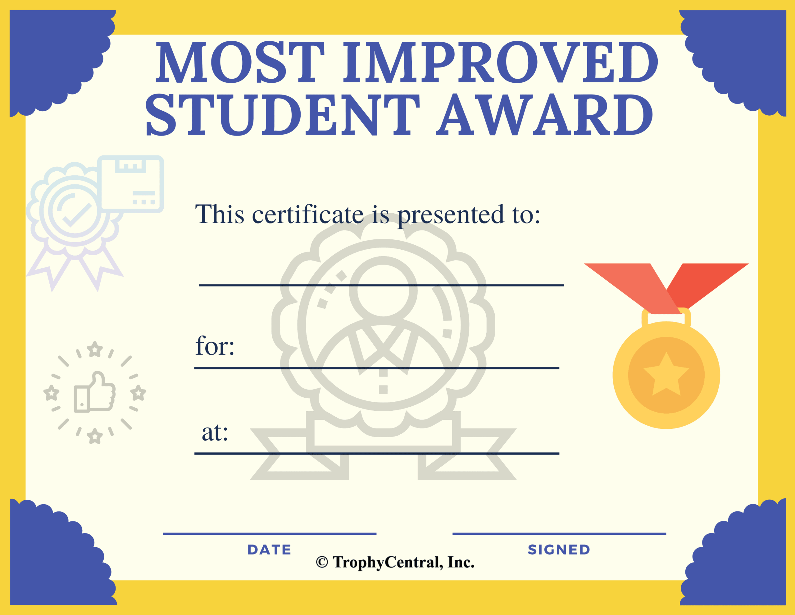 Printable Most Improved Student Awards Certificates Templates Worksheets Library