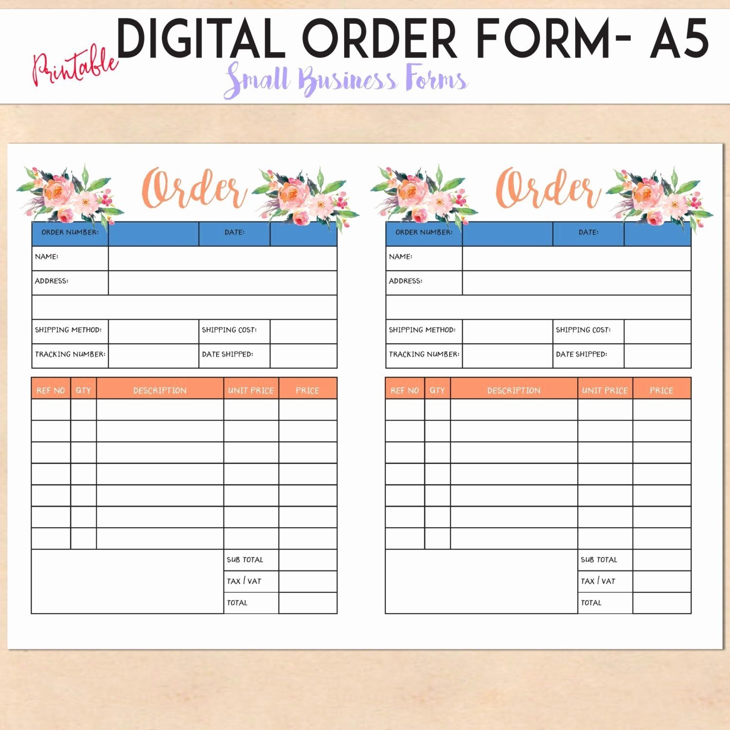 Printable Order Form Printable Party Favors