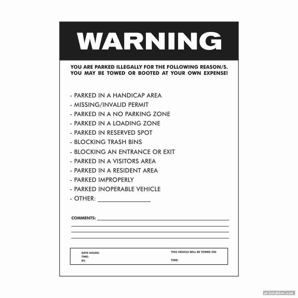 Printable Parking Violation Notice Printable Design Resources