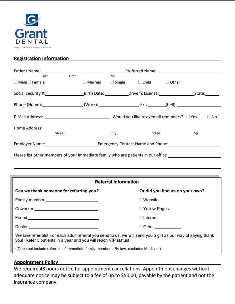 Printable Dental Employment Application Form 2025