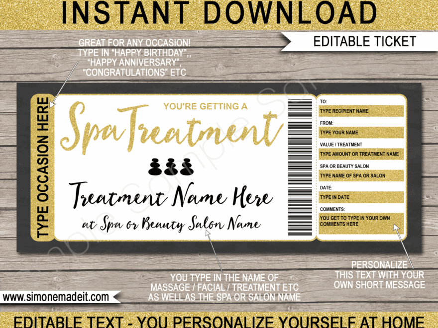 Printable Spa Gift Certificates Template Editable Massage Gift Voucher