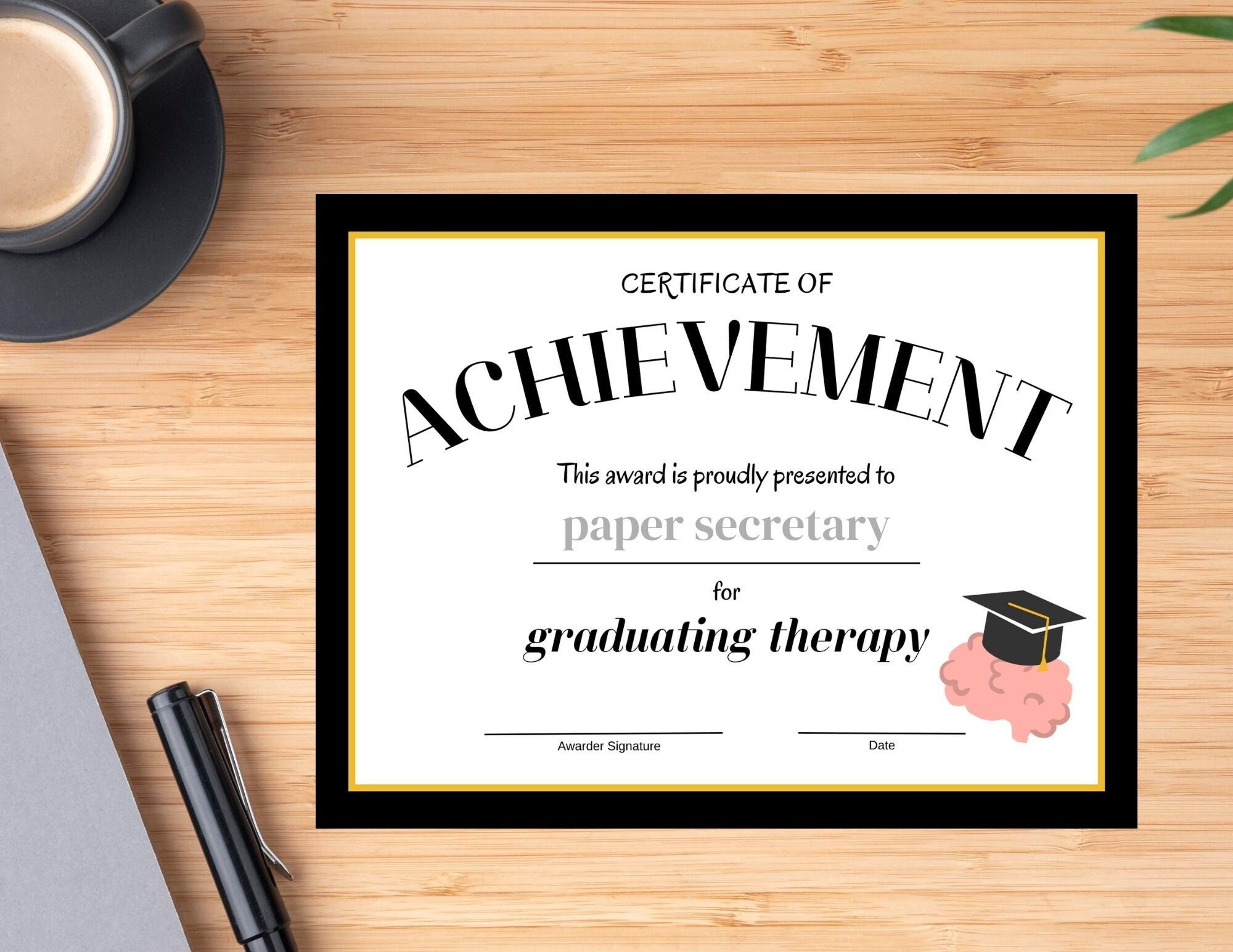 PRINTABLE Therapy Student Certificate Mental Health Counseling Diploma Template Everyday Celebration Adult Award Recognition Etsy