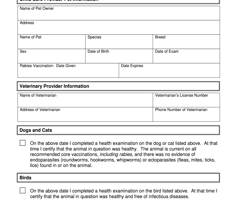 Printable Veterinary Health Certificate Form Fill Out Sign Online DocHub