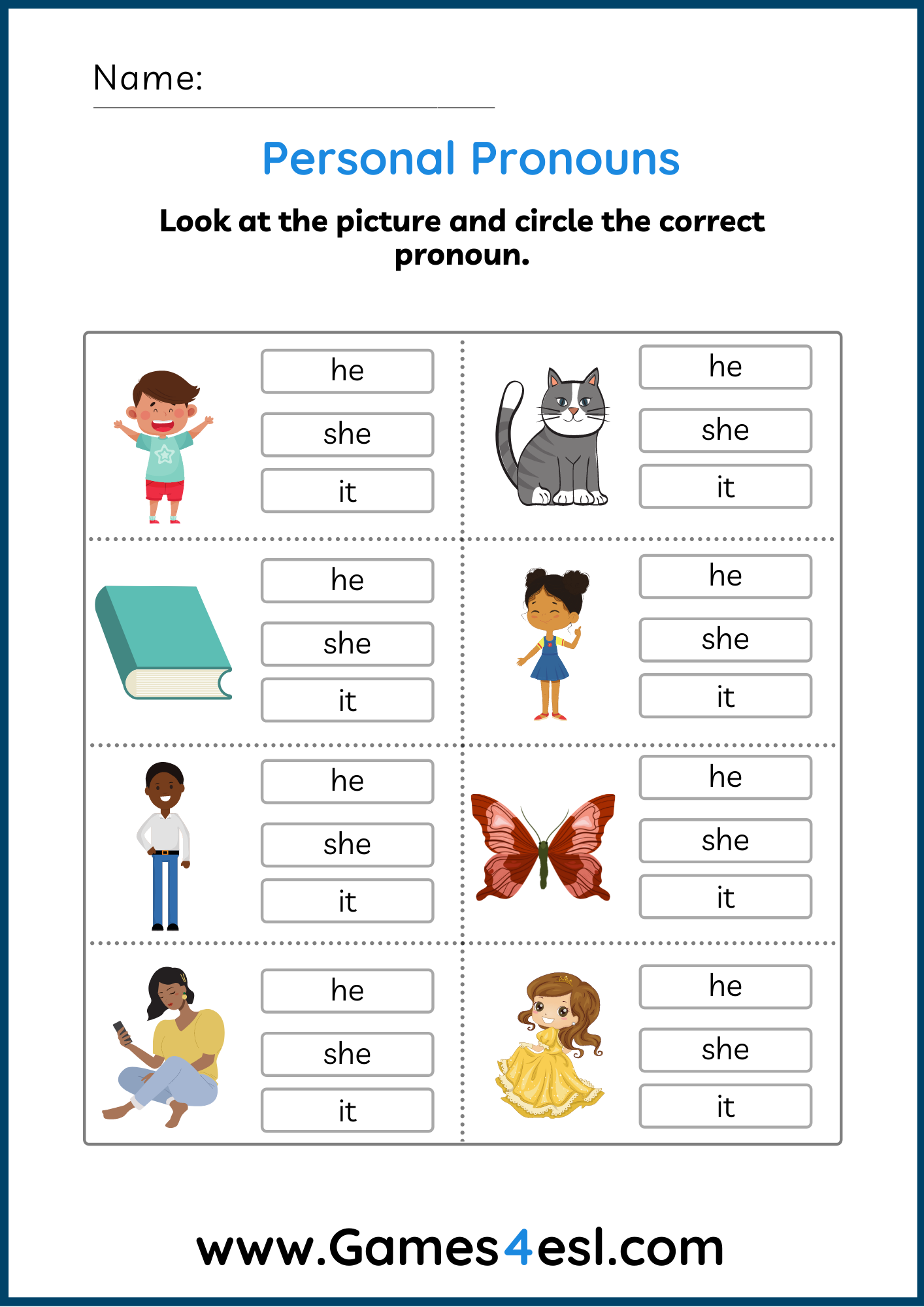 Pronoun Worksheets Games4esl Pronoun Worksheets Games4esl