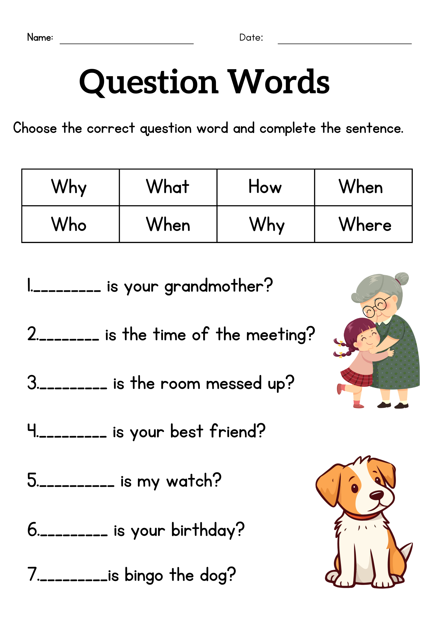 Question Words Worksheet For Grade 1 Or 2 Wh Questions Exercises For Kids Made By Teachers Question Words Worksheet For Grade 1 Or 2 Wh Questions Exercises For Kids Made By Teachers