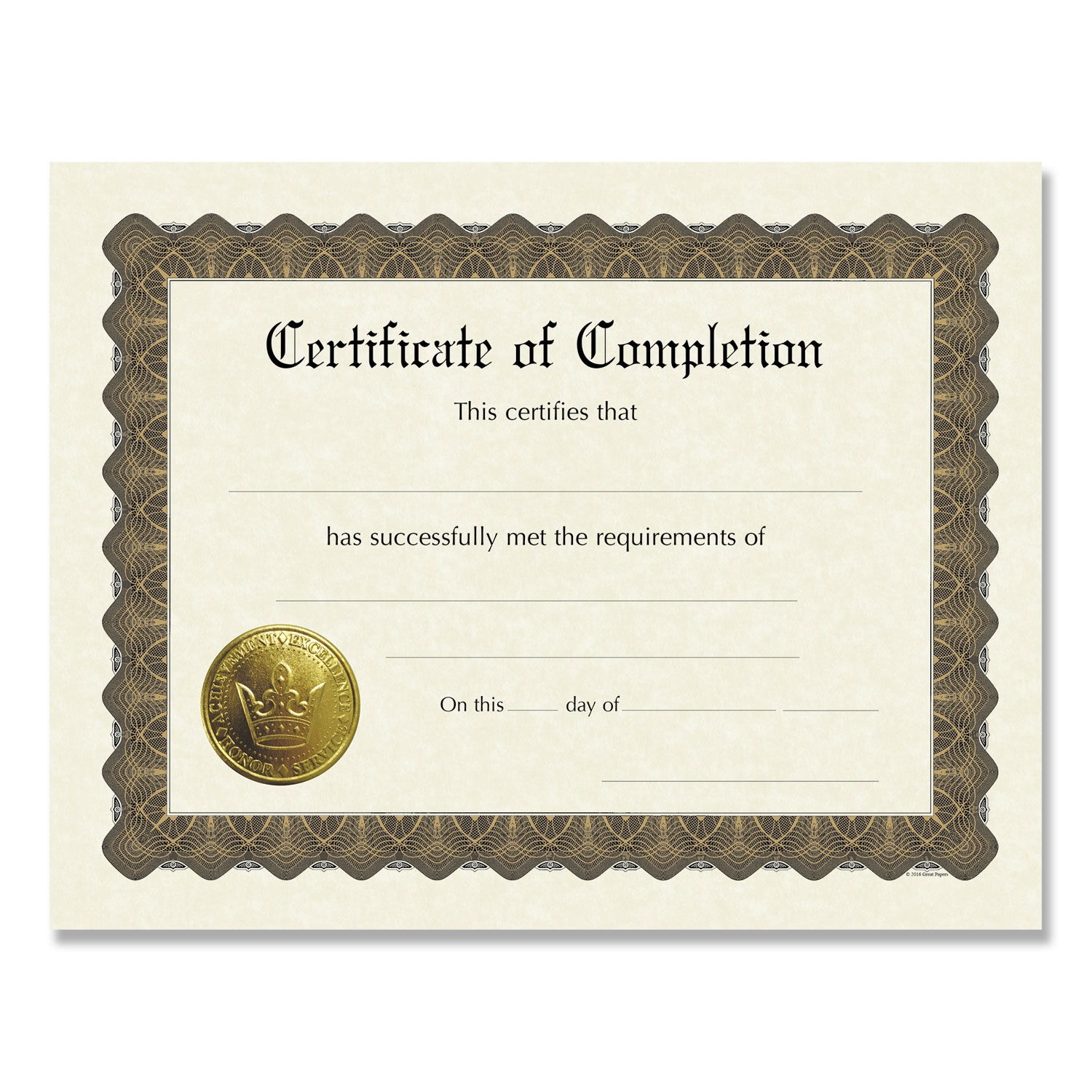 Ready to Use Certificates Completion 11 X 8 5 Ivory Brown Gold Colors With Brown Border 6 Pack Mastersupplyonline Ready to Use Certificates Completion 11 X 8 5 Ivory Brown Gold Colors With Brown Border 6 Pack Mastersupplyonline