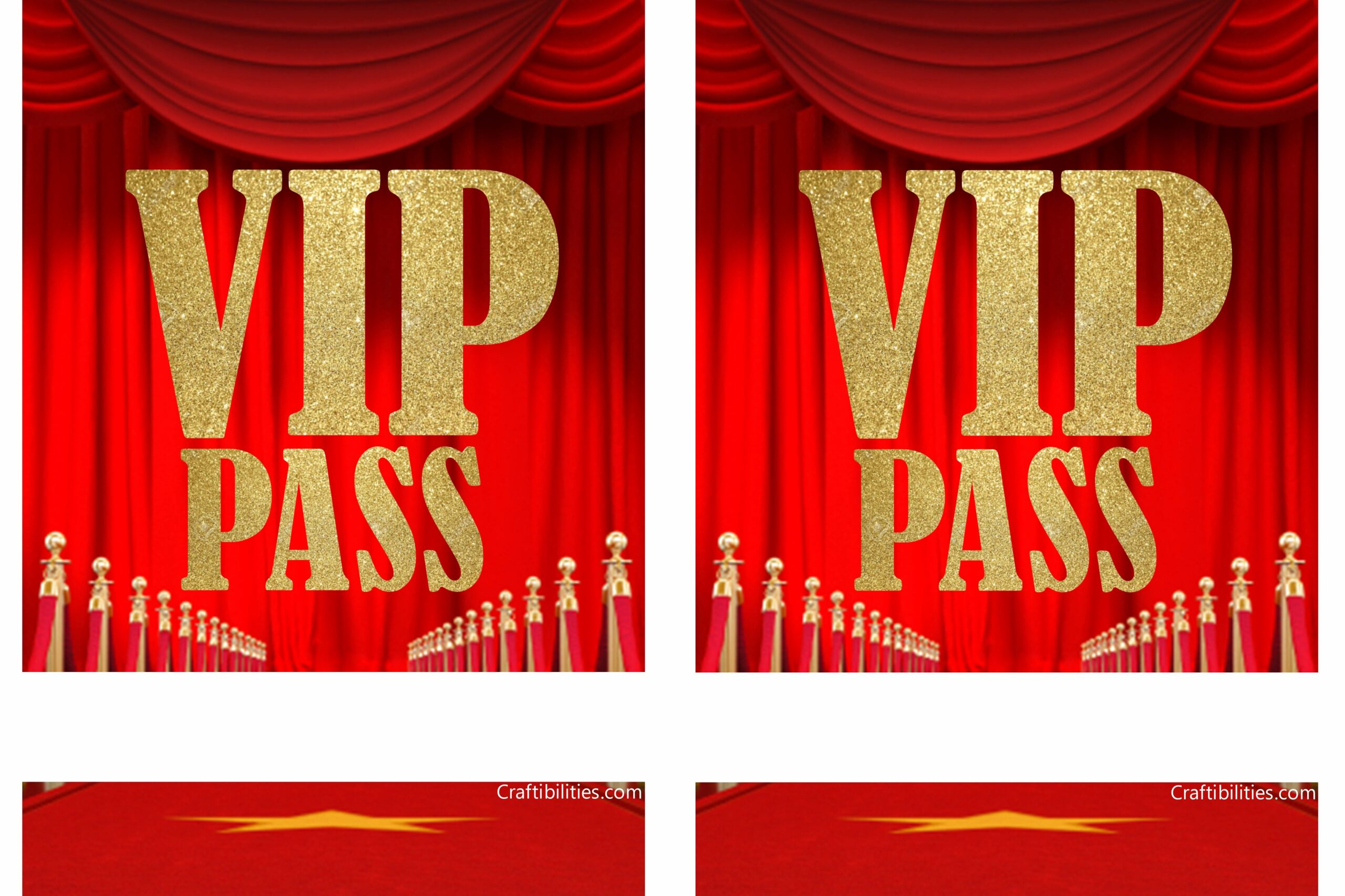 RED CARPET downloadable VIP PARTY PASS Print At Home Hollywood MOVIE NIGHT Idea DIY Fancy Lanyard How To Make Tutorial