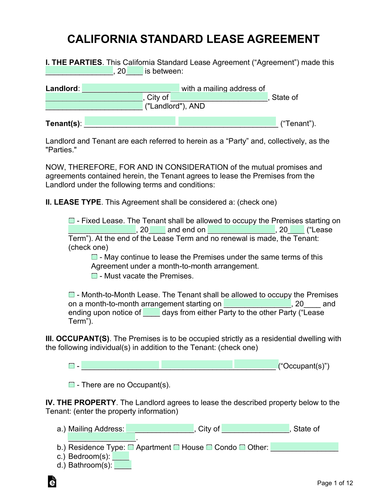 Residential Rental Agreement