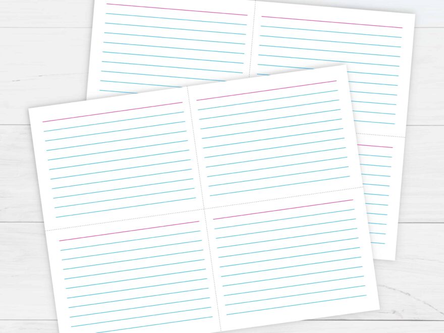 Ruled Index Cards Template Free Printable Download