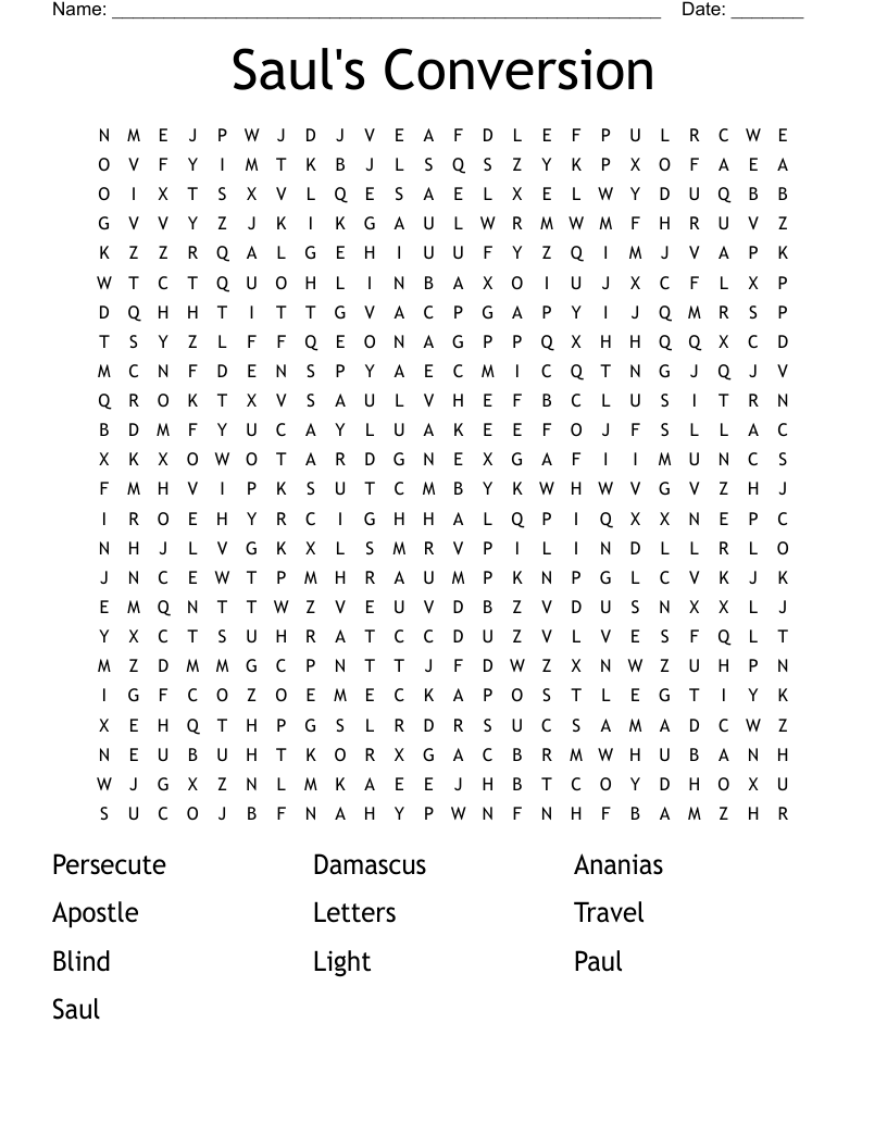 Saul s Conversion Word Search WordMint Saul s Conversion Word Search WordMint