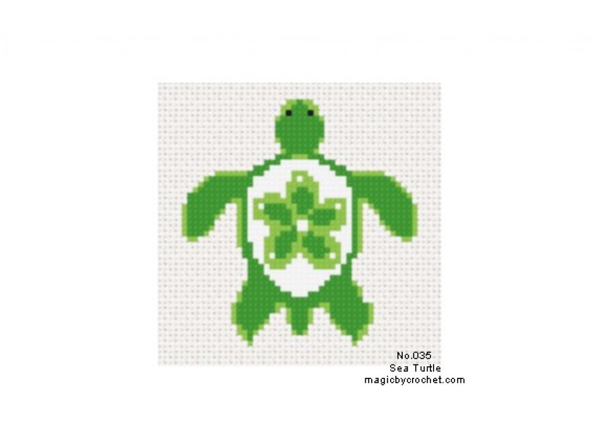 Sea Turtle Cross Stitch Chart Pattern PDF Instant Download No 035 C2C Graph