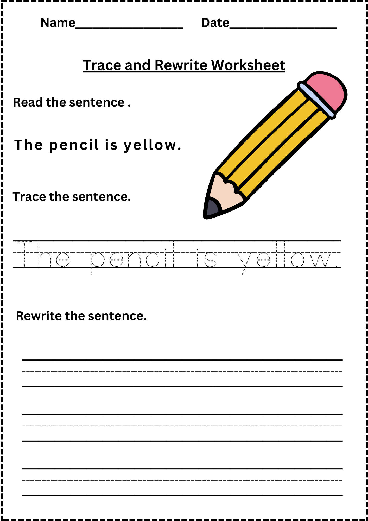 1st Grade Writing Utensil Worksheets Free Printable