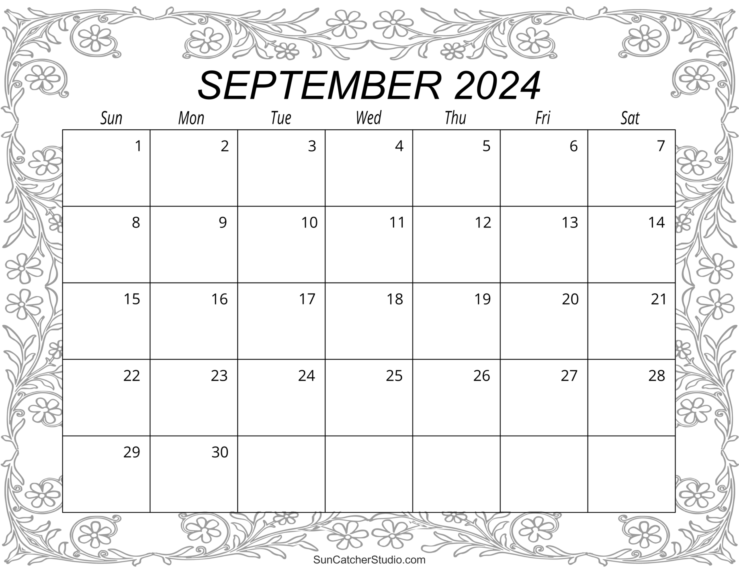 September Calendar Printable Free