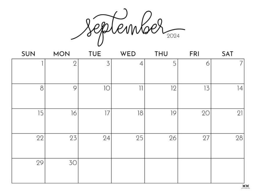 September 2024 Calendars 50 FREE Printables Printabulls