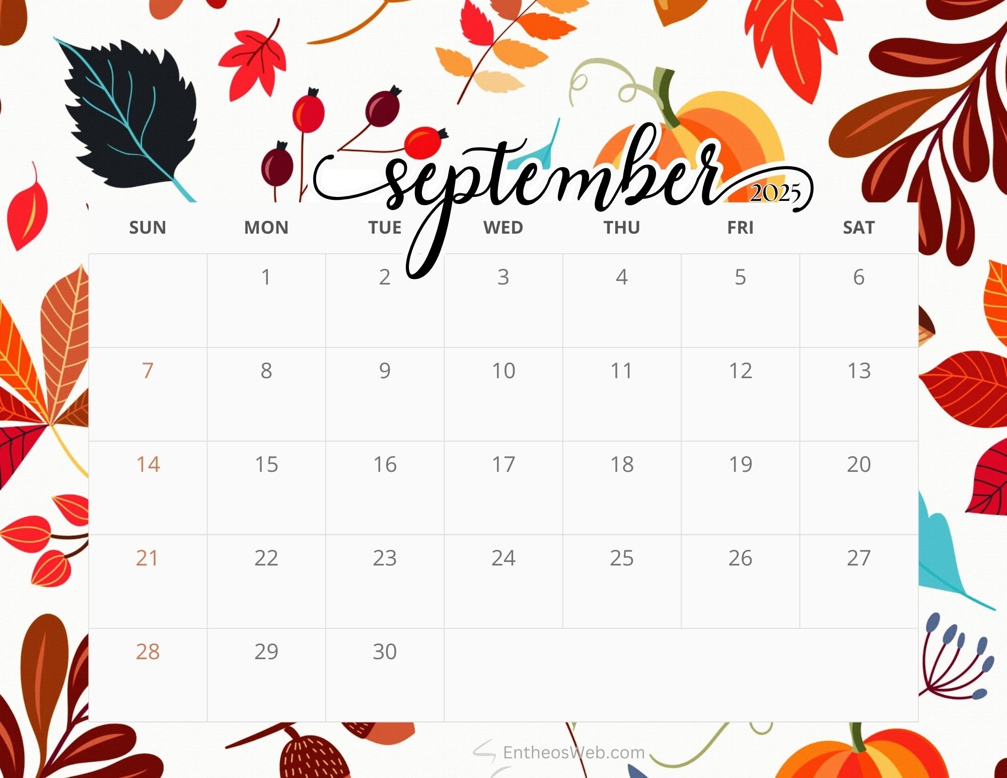 2025 September Calendar Printable