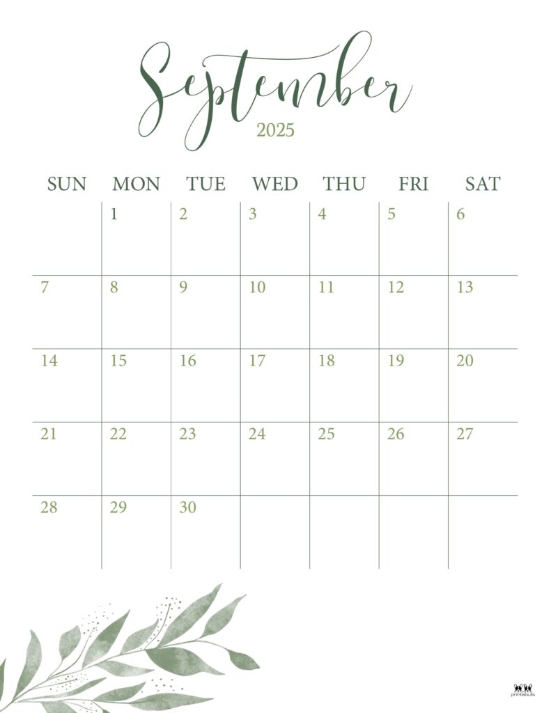 September 2025 Calendars 107 FREE Printables Printabulls