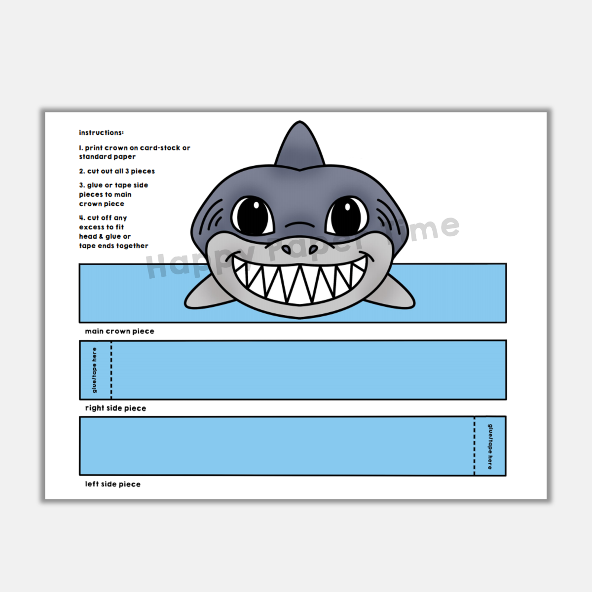 Printable Shark Hat Template Printable Shark Hat Template