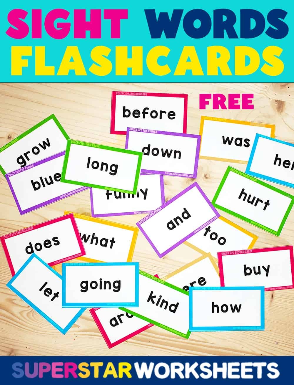 Colorful Printable Sight Words Level 2