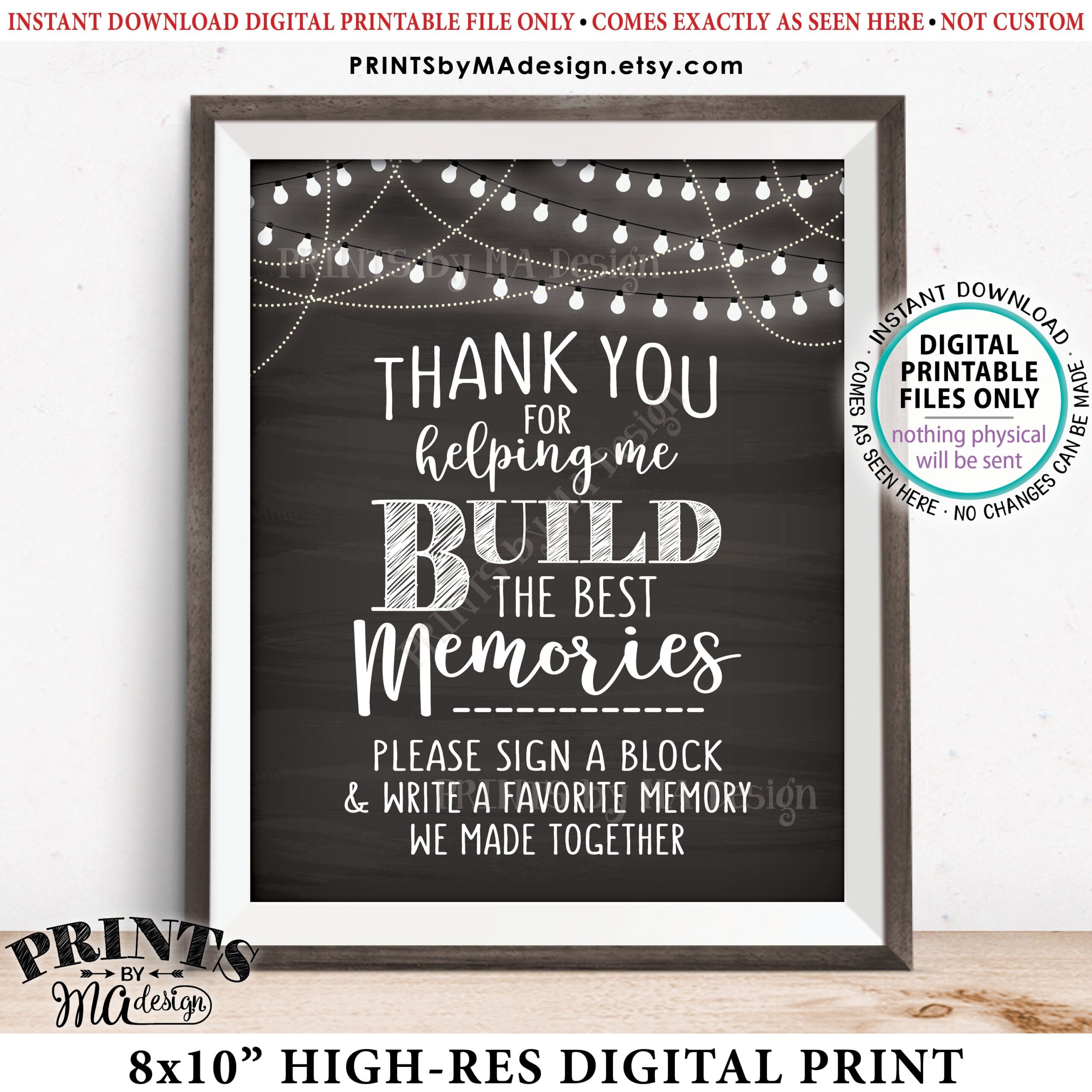 Build Memories Sign A Jenga Piece Printable Free