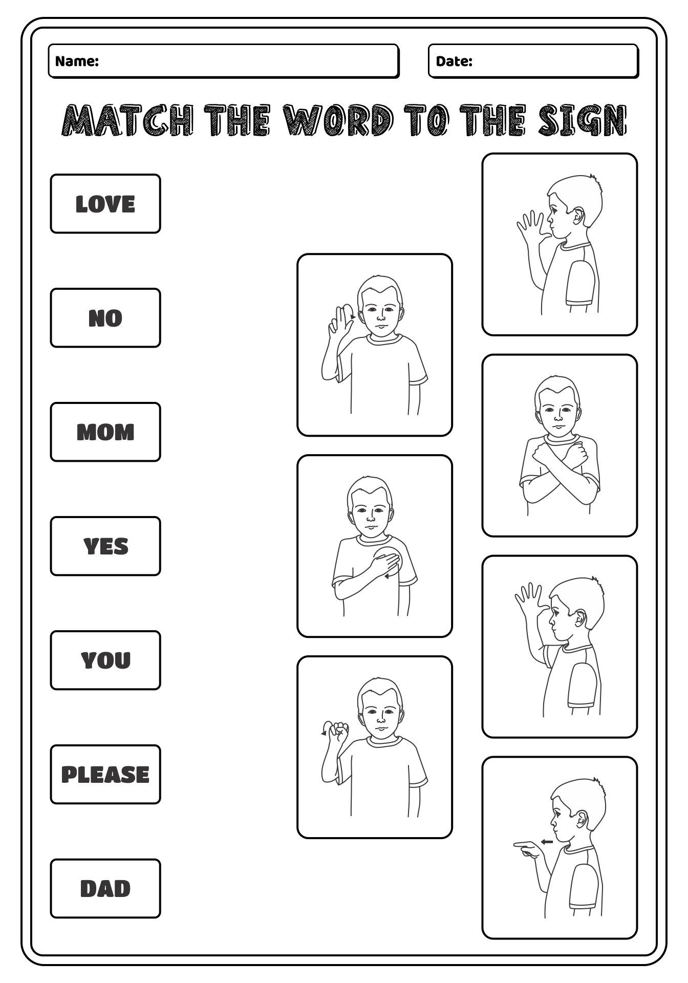 Sign Language Words Worksheets 10 Free PDF Printables Printablee
